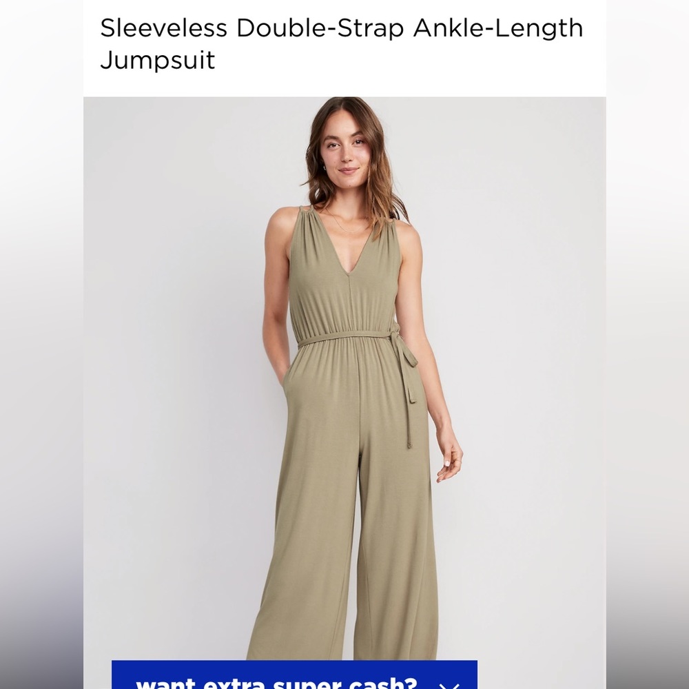 Green waist defined jumpsuit